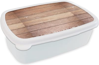 Broodtrommel Wit - Lunchbox - Brooddoos - Eikenhout - Planken - Patronen - 18x12x6 cm - Volwassenen