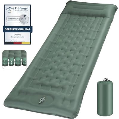 Zelfopblazende Campingmat 12 cm - Luchtmatras met Voetpomp, Kussen, Waterdicht en Ultrakneed
