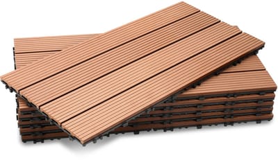 Terrastegels WPC Vlondertegels - 6 Stuks - 30 x 60 cm 1 m² - WPC Composiet Kunststof - Makkelijke en Snelle Montage - Balkontegels - Vlondertegel Set - Onderhoudsvrij - Tuin, Balkontegels - Terrasplanken - Bruin