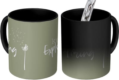 Magische Mok - Foto op Warmte Mokken - Koffiemok - Spreuken - Quotes - Keep exploring - Bloemen - Magic Mok - Beker - 350 ML - Theemok - Mok met tekst