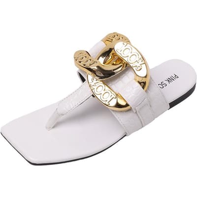Dames Zomer Nieuwste Mode Ketting Flip-Flops Sandalen Slippers Schoenen Vrouw Platte Platform Sandalen Casual Platte Slippers Slides Schoenen 42 wit
