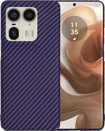 Hoesje geschikt voor Motorola Edge 50 Ultra - Techsuit Carbonite FiberShell Carbon Back Cover - Paars