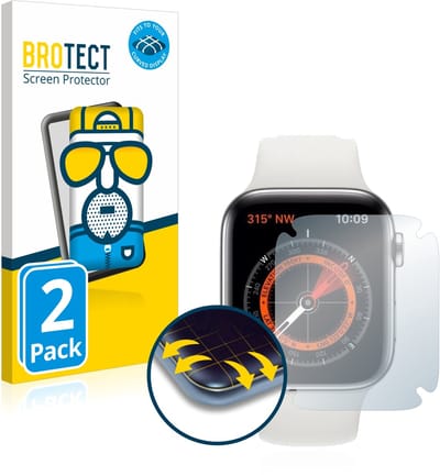BROTECT - Screenprotector voor Apple Watch Series 5 (44 mm) - Folie Beschermfolie matte volledig dekking 2 Stuks