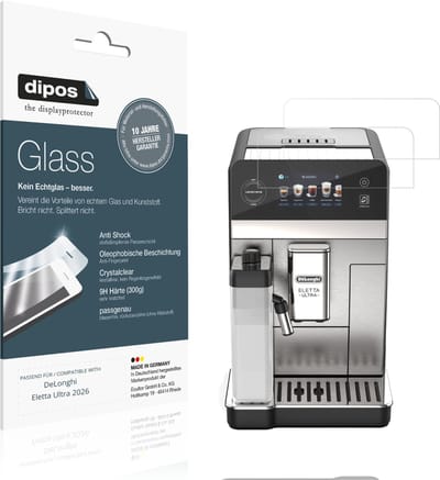 dipos – 2x Pantserfolie geschikt voor DeLonghi Eletta Ultra 2026 | 9H Screenprotector