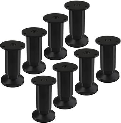 SOTECH 8 stuks meubelpoten TERRA hoogte 100 mm zwart geanodiseerd hoogte verstelbaar tot max. 15 mm, belastbaar tot 250 kg / per voet