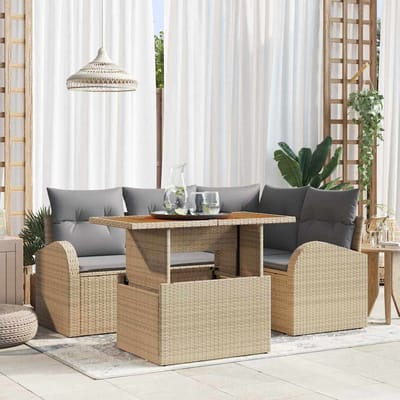 vidaXL - Tuinbank - Set - 5 - st - beige - en - lichtgrijs