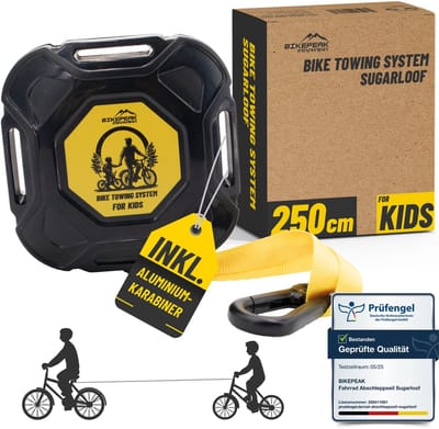 BikePeak Fiets Sleepkabel Sugarloof 250 cm – Kabel voor het veilig slepen en trekken van fietsen van volwassenen, kinderen of e-bikes - Trekkoord of Sleeptouw voor fietsen
