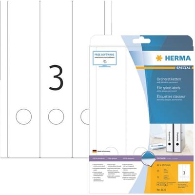Herma ordneretiketten A4, 297 x 61 mm, permanent hechtend/bedrukbaar, 75 stuks, wit
