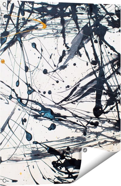 Gards Tuinposter Abstracte Kunst van Zwarte Verf - 60x80 cm - Tuindoek - Tuindecoratie - Wanddecoratie buiten - Tuinschilderij