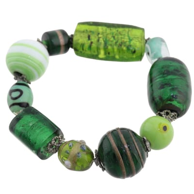 Behave - Kralenarmband groen - Artistieke retro look - 22 cm