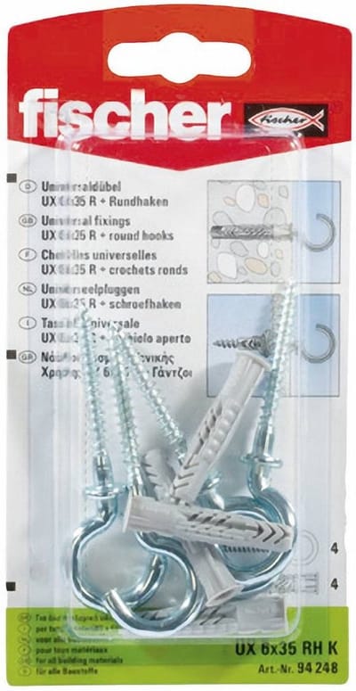 Fischer Universeelplug/Haak U x 6 x 35RHK - 4 Stuks