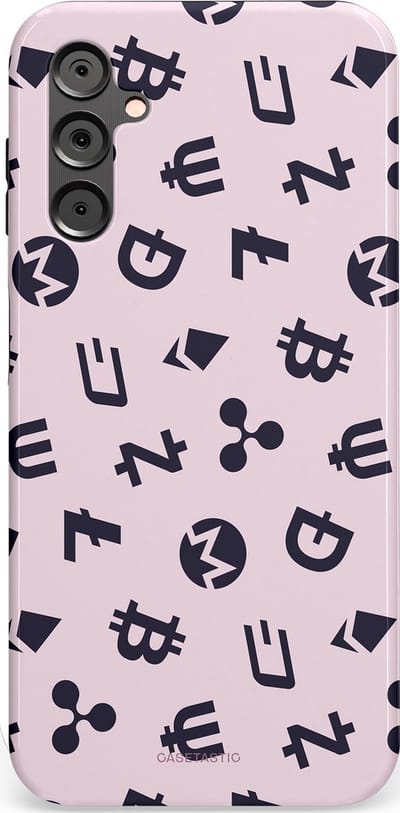 Casetastic Hoesje Geschikt voor Samsung A14 (5G/4G) - Stijlvolle Beschermende Duo-layer Case - Crypto flow