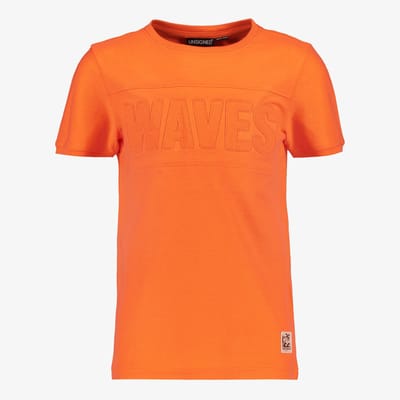 Unsigned jongens T-shirt met tekstopdruk oranje - Maat 134/140