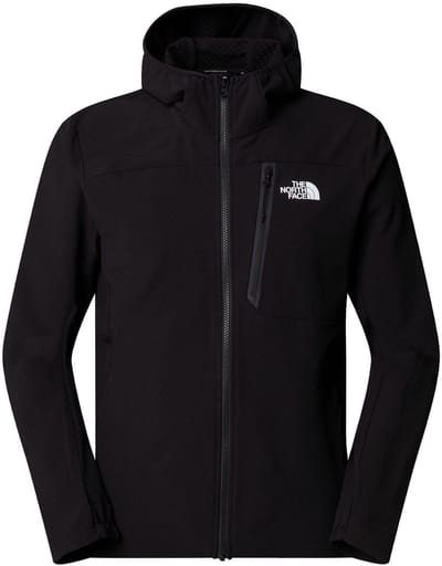 Performance Full-Zip Softshell Outdoor Jacket with Hood - Black