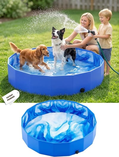 Solvix hondenzwembad - Hondenzwembad - PVC Blauw - Vouwbaar en Draagbaar - Geschikt voor Grote en Kleine Honden