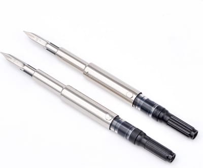 Thijox - 2 Stuks Vervangende Penpunt Secties voor Vulpen - Extra Fijne & Fijne Roestvrij Staal Penpunten met Inktconverter - Jinhao 10 Compatibel - 5,