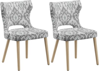 COLAMY Houten eetkamerstoelen - Set van 2 - Moderne gestoffeerde eetkamerstoelen - Wingback dik kussen - Stoffen keukenstoelen - Jacquard