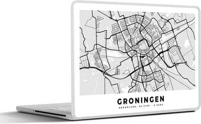 Laptop sticker - 17.3 inch - Kaart - Groningen - Nederland - 40x30cm - Laptopstickers - Laptop skin - Cover