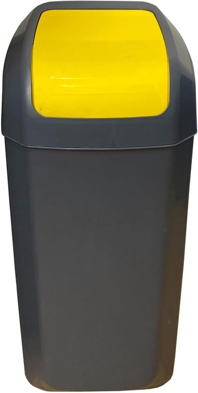 Kleine Keukenprullenbak met Kanteldeksel 15 Liter Geel