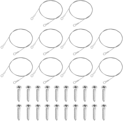 Dailygoods - Draadkabelset - 10 Stuks Roestvrij Staal - Corrosiebestendig - 80cm x 1.5mm - Zelftappende Schroeven - Geschikt voor Binnenruimtes