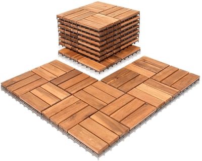 Houten Terrastegels - Balkontegels Vlondertegels - Buitenruimte Aankleden - FSC Gecertificeerd Acaciahout - 30 x 30 cm - Natuurlijk Hout