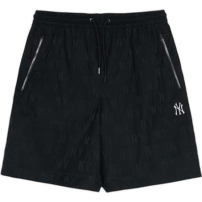 Shorts Décontractés Unisexes MLB New York Yankees Imprimé All Over Fermeture Éclair Confortable Lacets Tissés Noir 3ASMM0153-50BKS S black