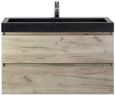 Maxx XL Badmeubelset 100 cm - Craft Oak - Wastafel Lucca 1 Kraangat