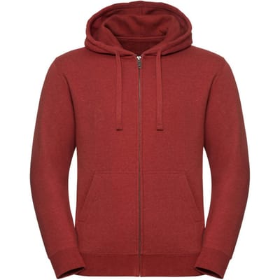 Russell Heren Authentieke Melange Zip Hoodie (Baksteen rood gemêleerd)