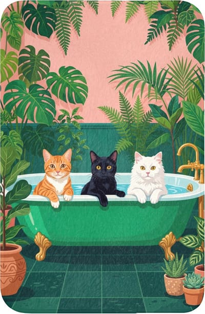 WC mat 40x60 cm - Antislip - Badkamer - Kattenparade - Kleurrijk - Toiletmat - Vloermat - Douchemat - Toilet tapijt - Toiletmatten