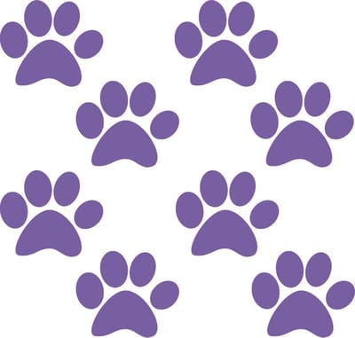 Hondenpootje / hondenpootjes - lavendel - autostickers - 8 stuks - 4 cm x 5 cm - hondenpoot - hondensticker