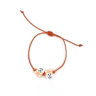 Luna-Leena duurzame kinderarmband vos - oranje - L15cm - handgemaakt in Nepal - fox beads - kids bracelet - accessoires - feest - cadeau - kinderfeestje - verjaardag - sieraad