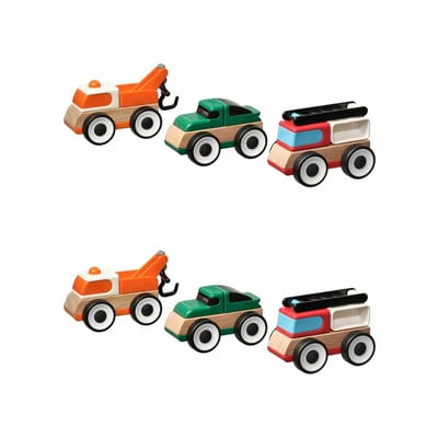 LILLABO Houten Voertuigenset: Brandweer, Sportauto & Sleepwagen