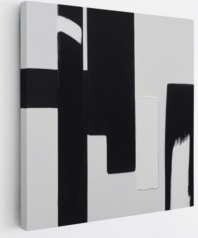 Saammp Canvas Schilderij - Zwart witte strepen - Abstract - 20x20 - Foto op canvas - Wanddecoratie - Muurdecoratie Woonkamer - Slaapkamer decoratie - Canvas Print