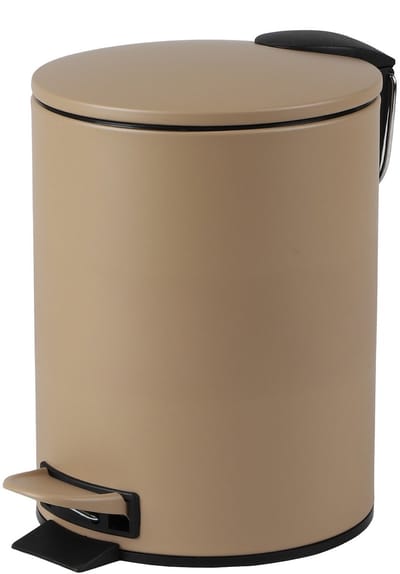 Urban Living Pedaalemmer Toulon - beige - 3 liter - metaal - L17 x H23 cm - soft-close - toilet/badkamer