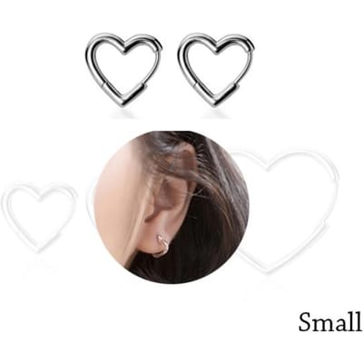 Trustdaivs Hart Hoepel Oorbellen 925 Sterling Zilver Hart Hoepel Geometrische Oor Manchet Clip-on Oorbel Voor Vrouwen Meisje Piercing Ds2434 gray