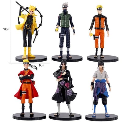 6 stuks Naruto Anime Figuur Shippuden Uchiha Sasuke Hatake Kakashi Namikaze Minato 18cm Actiefiguur Verzameling Model Speelgoed Cadeaus black