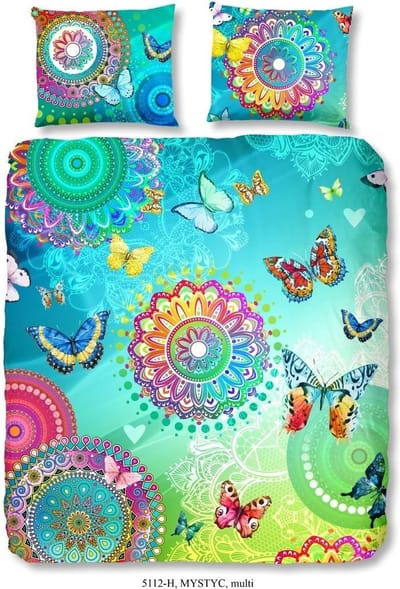 Hip Dekbedovertrek Mystic - 200x200/220 - Katoensatijn - Vlinders - Multi Kleur