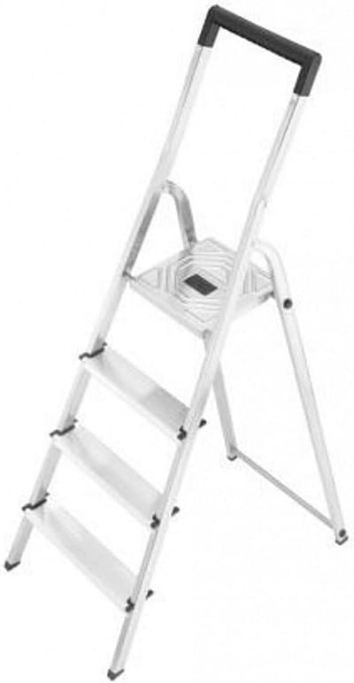 Huishoudtrap Aluminium - Klustrap Steiger - Klus Klussen - Lichtgewicht Ontwerp - 4 Treden - Zilverkleurig