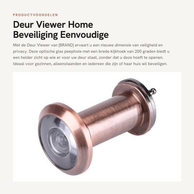 Dailygoods- Deurviewer 200 Graden - Optische Glas - Eenvoudig te Installeren - Massief Messing - Privacy Bescherming - Ultra HD Lens - Deurkijker