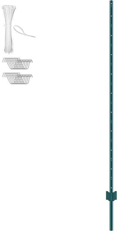 Set van 6 groene T-palen voor afrastering – Sterk en duurzaam voor buitengebruik, vervaardigd uit 2 mm dik Q235 koolstofstaal.