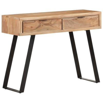 vidaXL - Wandtafel - met - natuurlijke - rand - 100x35x76 - cm - massief - acaciahout