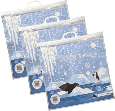 Papstar Draagtas koeltas voor lunch en flessen/voedsel - 3x - Frosty Times - 18 Liter - 52 x 52 cm