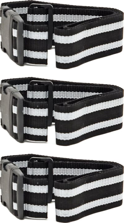 Humbert kofferriem/bagageriem/kofferband - 3x - 190 cm - zwart/grijs