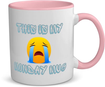 Akyol - this is my monday mug koffiemok - theemok - roze - Quotes - maandag - dit is mijn maandag mok - verjaardagscadeau - kado - gift - geschenk - huil emoji - 350 ML inhoud