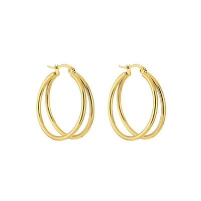 Bijoutheek Oorringen Dubbel Hoop Goud