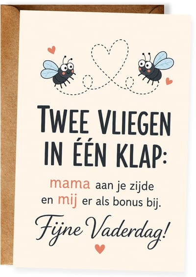 Twee vliegen in één klap Vaderdagkaart - Bonusvader kaart - Stiefvader kaart - Lieve kaart papa - Vaderdagcadeau - Ansichtkaart (10x15 cm incl. envelop)