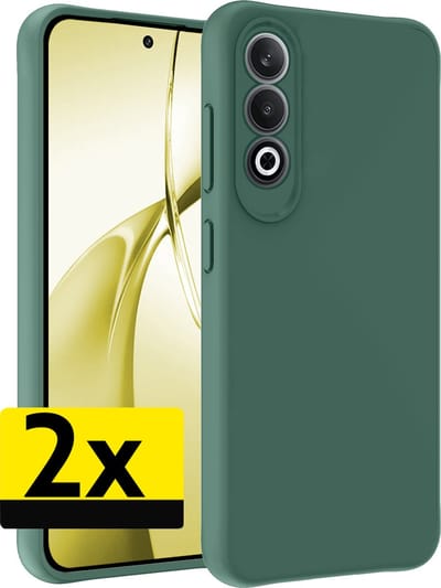Hoesje - 2 Stuks - Geschikt voor OnePlus Nord CE4 - Sterk & Shockproof - Case Siliconen - Back Cover - Telefoon Hoes - Telefoonhoesjes - Donkergroen