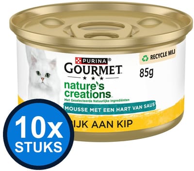 10x Gourmet - Nature's Creations Mousse Kip - Kattenvoer Natvoer - 85g