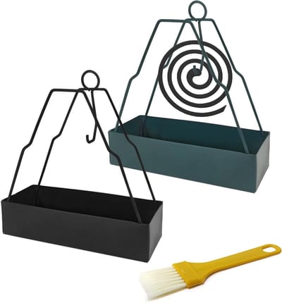 Houder voor Muggenspiralen - 2 Stuks, Eenvoudige IJzeren Incenshouder voor Buiten en Tuin, Inclusief Schoonmaakborstel en Decoratieve Accessoires