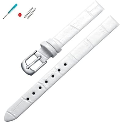 8mm 10mm Dames Meisjes Slanke Lederen Band Kwaliteit Horloge Accessoires Riem Slub Horlogeband Rose Gouden Pin Gesp 14mm white